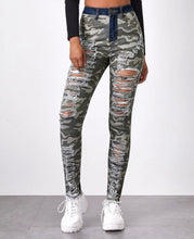 Load image into Gallery viewer, Camo Distressed Jeans
