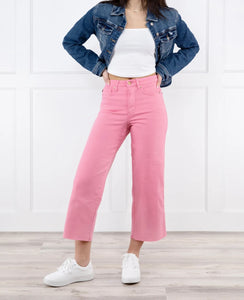 Judy Blue Tummy Control Pink Cropped Jeans