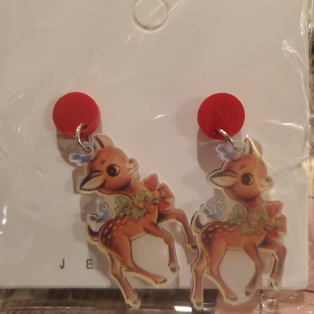 Acrylic reindeer earrings