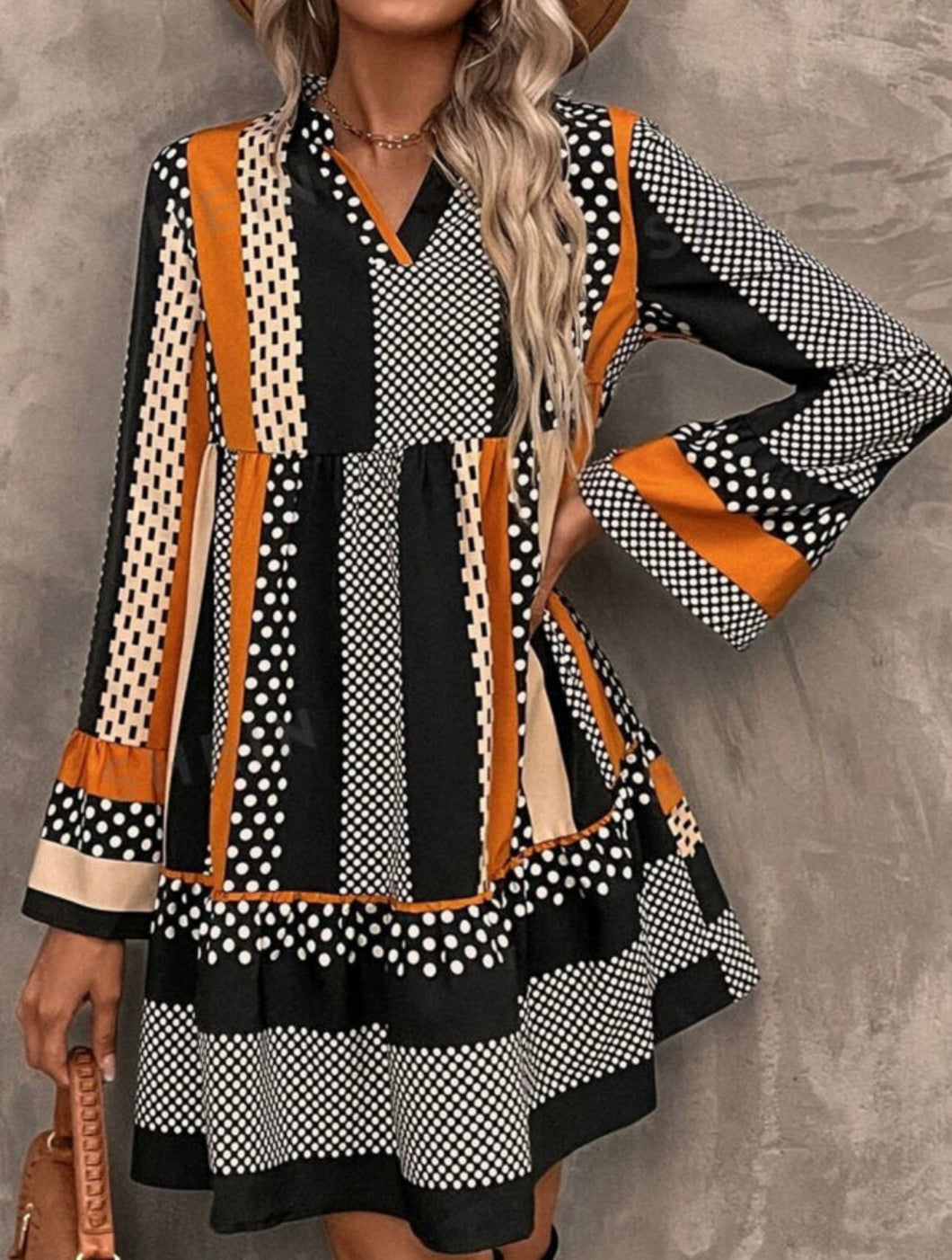 Mixed Print Dress