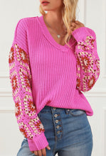 Load image into Gallery viewer, Pink Crochet Sleeve Sweater
