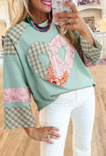 Load image into Gallery viewer, Aqua Plaid Floral Peace Top
