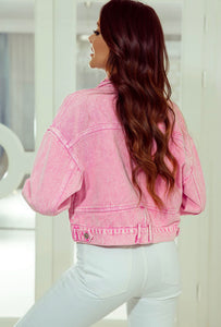 Studded Pink Denim Jacket