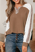 Load image into Gallery viewer, Brown Raised Ribbed Mixed Media Top
