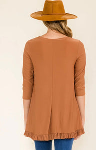 Clay Ruffle Bottom High Low Tunic