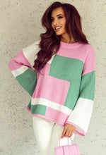 Load image into Gallery viewer, Pink and Green Colorblock Sweater
