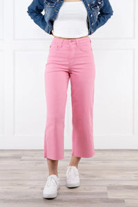 Judy Blue Tummy Control Pink Cropped Jeans