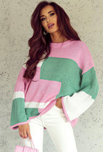 Load image into Gallery viewer, Pink and Green Colorblock Sweater
