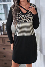 Load image into Gallery viewer, Black Leopard Stripe Dress
