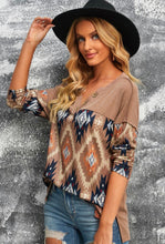 Load image into Gallery viewer, Brown Aztec VNeck
