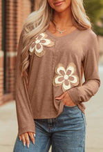 Load image into Gallery viewer, Brown Floral VNeck Top
