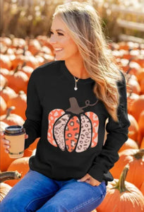 Pumpkin Accent Black Sweatshirt