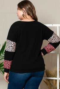 Leopard Sleeve Accent Top