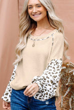 Load image into Gallery viewer, Apricot Waffle Leopard Accent Top
