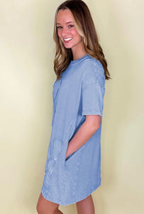 Blue Mineral Wash Dress