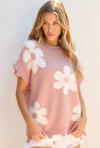 Pearl Flower Distressed Top