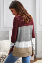 Load image into Gallery viewer, Red VNeck Colorblock Cardigan
