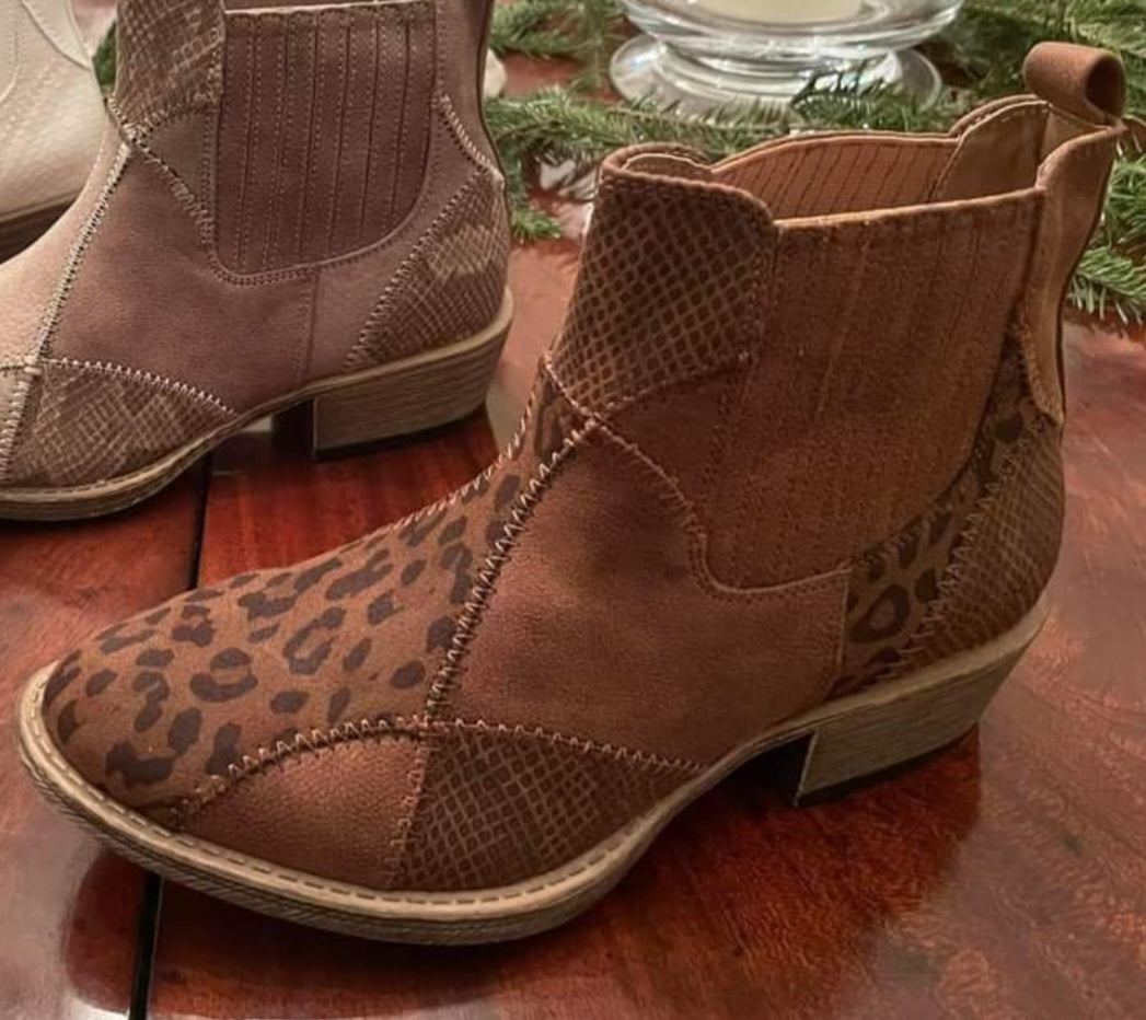 Brown Leopard Booties