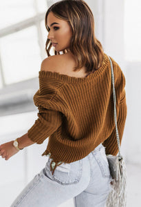 Brown Distressed Sweater