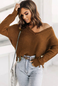 Brown Distressed Sweater