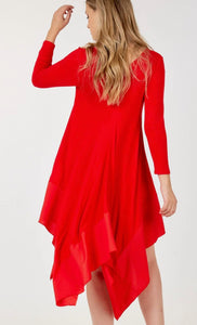 Red High Low Tunic Dress