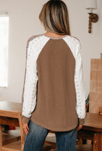Load image into Gallery viewer, Brown Raised Ribbed Mixed Media Top
