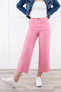 Judy Blue Tummy Control Pink Cropped Jeans