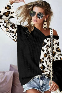 Black Leopard Colorblock Sweater