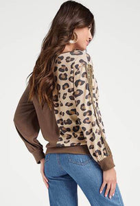 Leopard Waffle Contrast Top