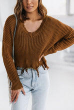 Load image into Gallery viewer, Brown Distressed Sweater
