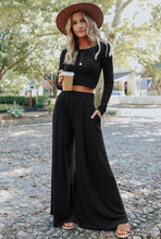 Load image into Gallery viewer, 2Piece Wide Leg Ribbed Set- Black
