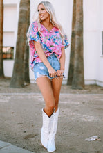 Load image into Gallery viewer, Pink Floral VNeck Top
