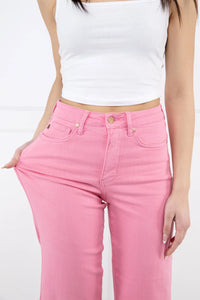 Judy Blue Tummy Control Pink Cropped Jeans