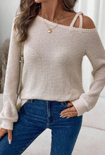 Load image into Gallery viewer, Beige Knit Asymmetrical Top
