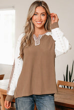 Load image into Gallery viewer, Brown Raised Ribbed Mixed Media Top
