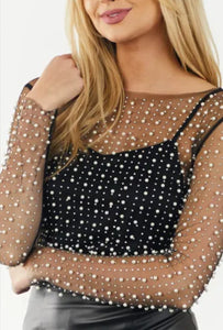 Pearl and Stone Mesh Top