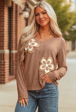 Load image into Gallery viewer, Brown Floral VNeck Top
