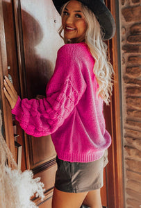 Rose Balloon Sleeve Sweater