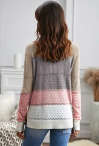 Pink and Neutrals Colorblock Cardigan