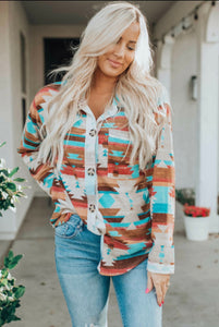 Aztec Print Button Down