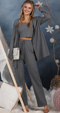 Load image into Gallery viewer, 3 Piece Waffle Knit Lounge Set - Charcoal
