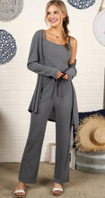 Load image into Gallery viewer, 3 Piece Waffle Knit Lounge Set - Charcoal
