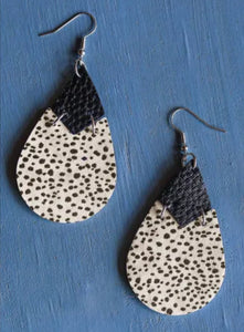 Black Animal Print Drop Earrings