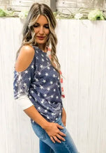 Load image into Gallery viewer, Stars &amp; Stripes Cold Shoulder Top
