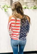 Load image into Gallery viewer, Stars &amp; Stripes Cold Shoulder Top

