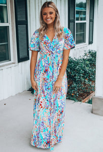 VNeck Wrap Multicolor Maxi