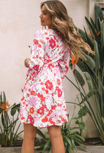 Quarter Sleeve Floral Dress