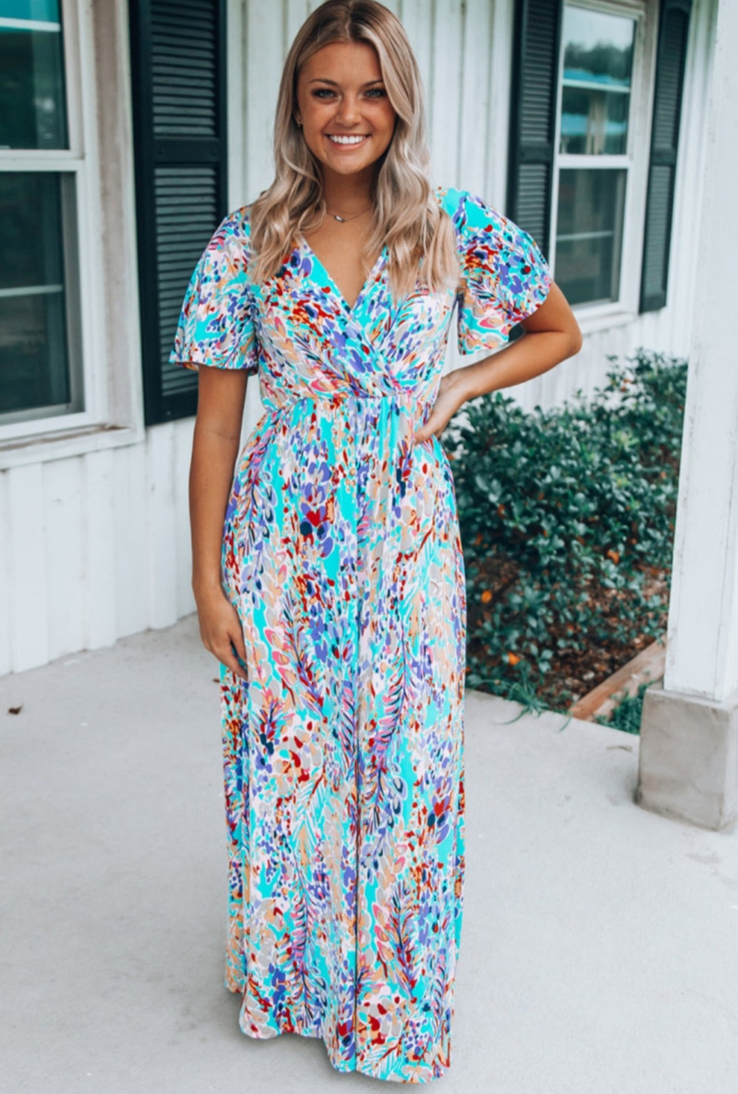 VNeck Wrap Multicolor Maxi