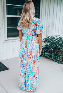 VNeck Wrap Multicolor Maxi