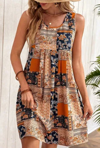 Orange Patchwork Dress